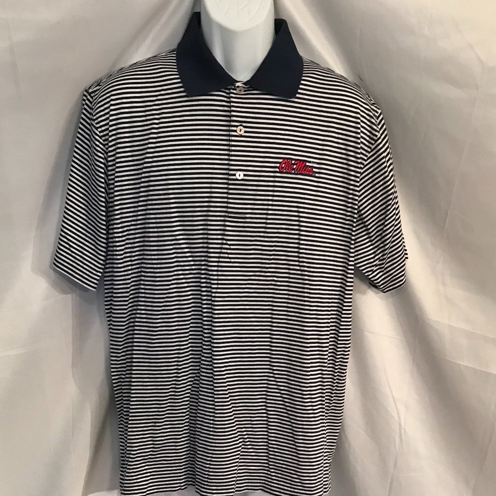 Peter Millar & Ole Miss University Athletic Sport Cut Blue/White Polo Shirt #104